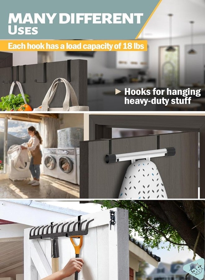 TORO Over The Door Hooks Heavy Duty Organizer Hooks for Living Room, Kitchen Hanging Clothes, Towels, Hats, Bags (Black) (4, Design - 2) - Image 4